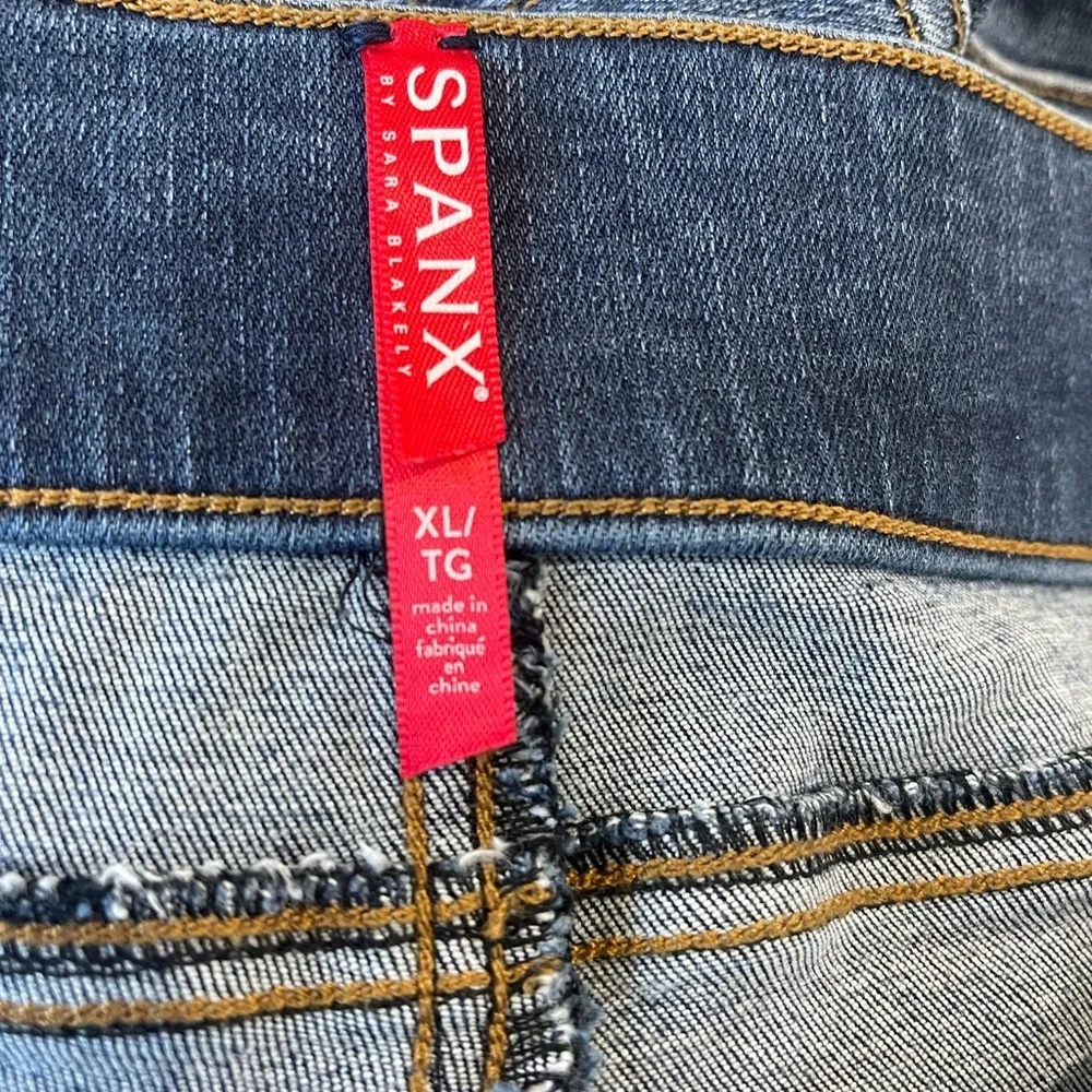 Spanx Jeans Distressed Ankle Skinny Denim Legging Raw Hem Women Size X-Large